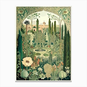 Gardens Of Alhambra 1, Spain Vintage Botanical Canvas Print