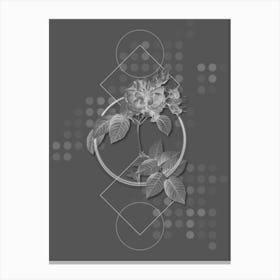 Vintage Pink Francfort Rose Botanical with Line Motif and Dot Pattern in Ghost Gray n.0418 Canvas Print