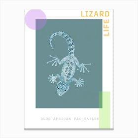 Blue African Fat Tailed Gecko Abstract Modern Illustration 2 Poster Canvas Print