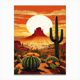 Desert Landscape With Cactus Canvas Print