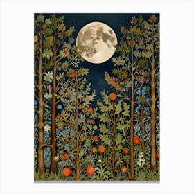 Moon And Flower 6 Style William Morris Canvas Print