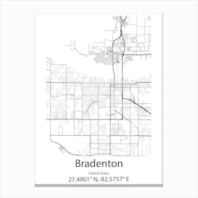 Bradenton,United States Minimalist Map 1 Canvas Print