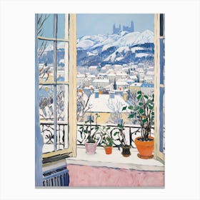 The Windowsill Of Salzburg   Austria Snow Inspired By Matisse 2 Canvas Print