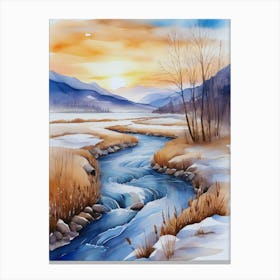 Watercolor Of A River 3 Canvas Print