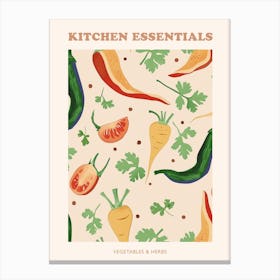 Vegetables & Herbs Pattern 1 Poster Canvas Print