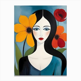 Woman With Flowers Canvas Print