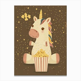 Muted Pastels Unicorn Eating Popcorn 2 Canvas Print