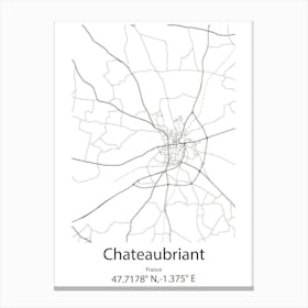 Chateaubriant,France Minimalist Map Canvas Print