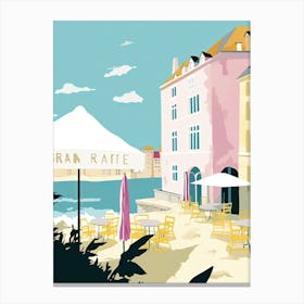 Biarritz, France, Flat Pastels Tones Illustration 3 Canvas Print