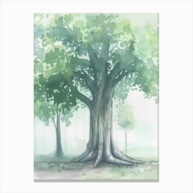 Banyan Tree Atmospheric Watercolour Painting 5 Canvas Print