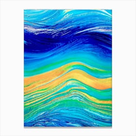 Abstract Representation Of A Tropical Ocean Wave Bright Colors Evoking The Essence Of Caribbean Bea (3) Canvas Print