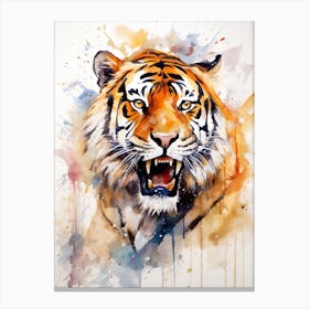 Tiger Art In Watercolor Painting Style 1 Canvas Print