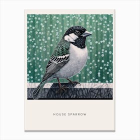 Ohara Koson Inspired Bird Painting House Sparrow 1 Poster Canvas Print