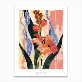 Colourful Flower Illustration Poster Gladiolus 3 Canvas Print