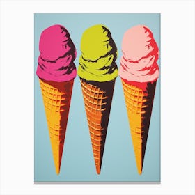 Ice Cream Cones Pop Art Retro 3 Canvas Print