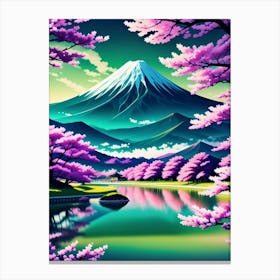 Mt Fuji Painting Cherry Blossoms Mount Fuji Japan Canvas Print