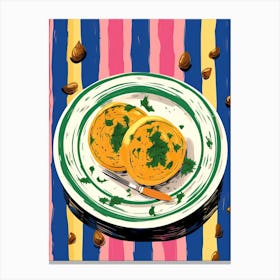 A Plate Of Pumpkins, Autumn Food Illustration Top View 10 Canvas Print