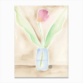 A Tulip - watercolor flower floral vertical Canvas Print