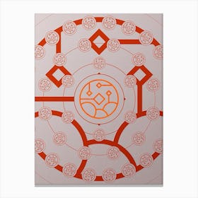 Geometric Abstract Glyph Circle Array in Tomato Red n.0262 Canvas Print
