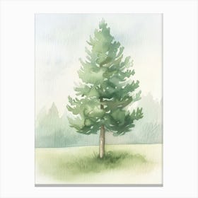 Pine Tree Atmospheric Watercolour Painting 1 Canvas Print