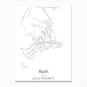 Rush,Ireland Minimalist Map Canvas Print