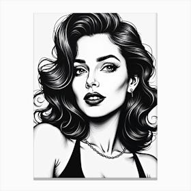 Black And White Drawing Of A Woman 1 Canvas Print