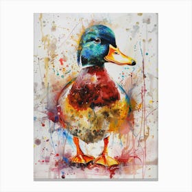 Duck Colourful Watercolour 2 Canvas Print