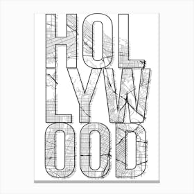 Hollywood Street Map Typography Canvas Print