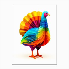 Colourful Geometric Bird Turkey 3 Canvas Print