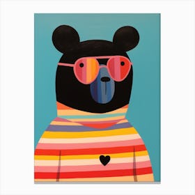 Little Black Bear 2 Wearing Sunglasses Canvas Print