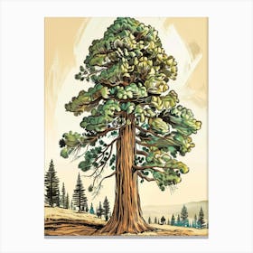 Sequoia Tree Storybook Illustration 3 Canvas Print