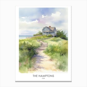 The Hamptons 3 Watercolour Travel Poster Canvas Print