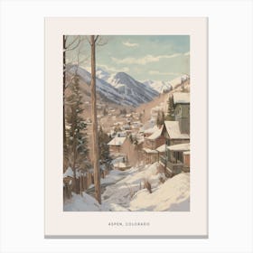 Vintage Winter Poster Aspen Colorado 1 Canvas Print
