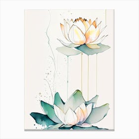Double Lotus Minimal Watercolour 2 Canvas Print