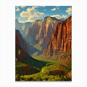 Zion National Park United States Of America Vintage Poster Canvas Print