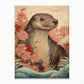 Platypus Animal Drawing In The Style Of Ukiyo E 2 Canvas Print