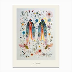 Colourful Insect Illustration Lacewing 6 Poster Canvas Print