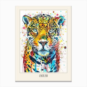 Jaguar Colourful Watercolour 4 Poster Canvas Print