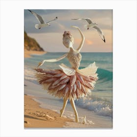 Ballerina On The Beach Canvas Print