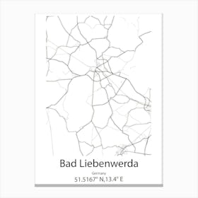 Bad Liebenwerda,Germany Minimalist Map Canvas Print