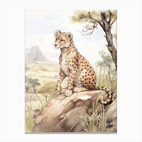 Storybook Animal Watercolour Cheetah 3 Canvas Print