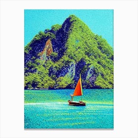 Palawan Island Malaysia Pointillism Style Tropical Destination Canvas Print