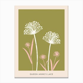 Pink & Green Queen Annes Lace 1 Flower Poster Canvas Print