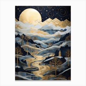 Moonlight Over The Mountains Canvas Print