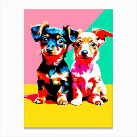 Dachshund Pups, This Contemporary art brings POP Art and Flat Vector Art Together, Colorful Art, Animal Art, Home Decor, Kids Room Decor, Puppy Bank - 157th Canvas Print