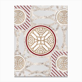Geometric Abstract Glyph in Festive Gold Silver and Red n.0070 Canvas Print