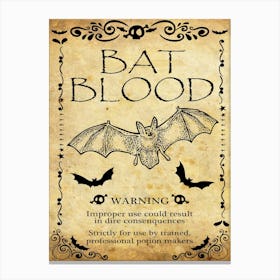 Bat Blood, Halloween Poster Canvas Print