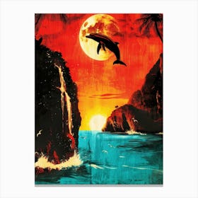 Dolphin At Sunset Canvas Print