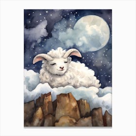 Baby Sheep Sleeping In The Clouds Canvas Print