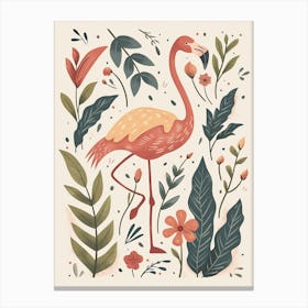 Jamess Flamingo And Croton Plants Minimalist Illustration 1 Canvas Print